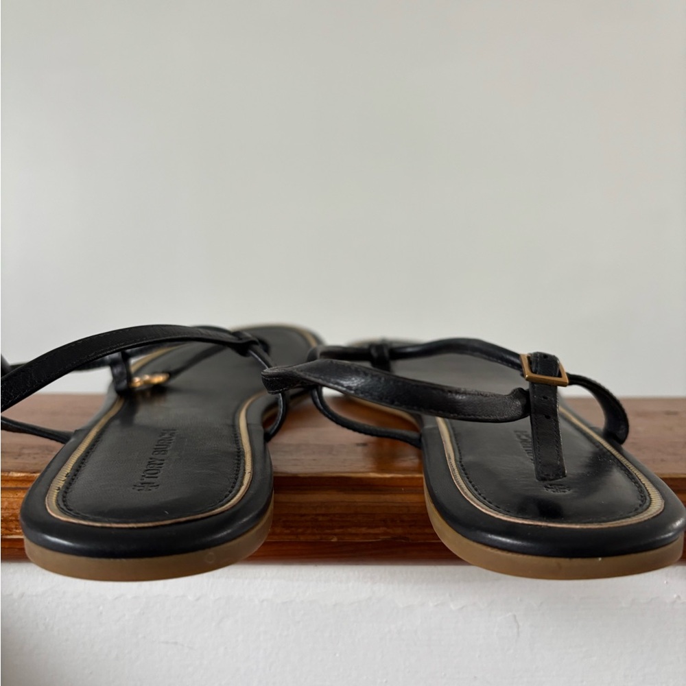 Tory Burch Emmy Flat T-Strap Sandals Black Size 9.5 - Picture 5 of 8